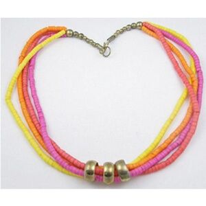 Neon Pink, Yellow, Orange Heishi Bead Necklace